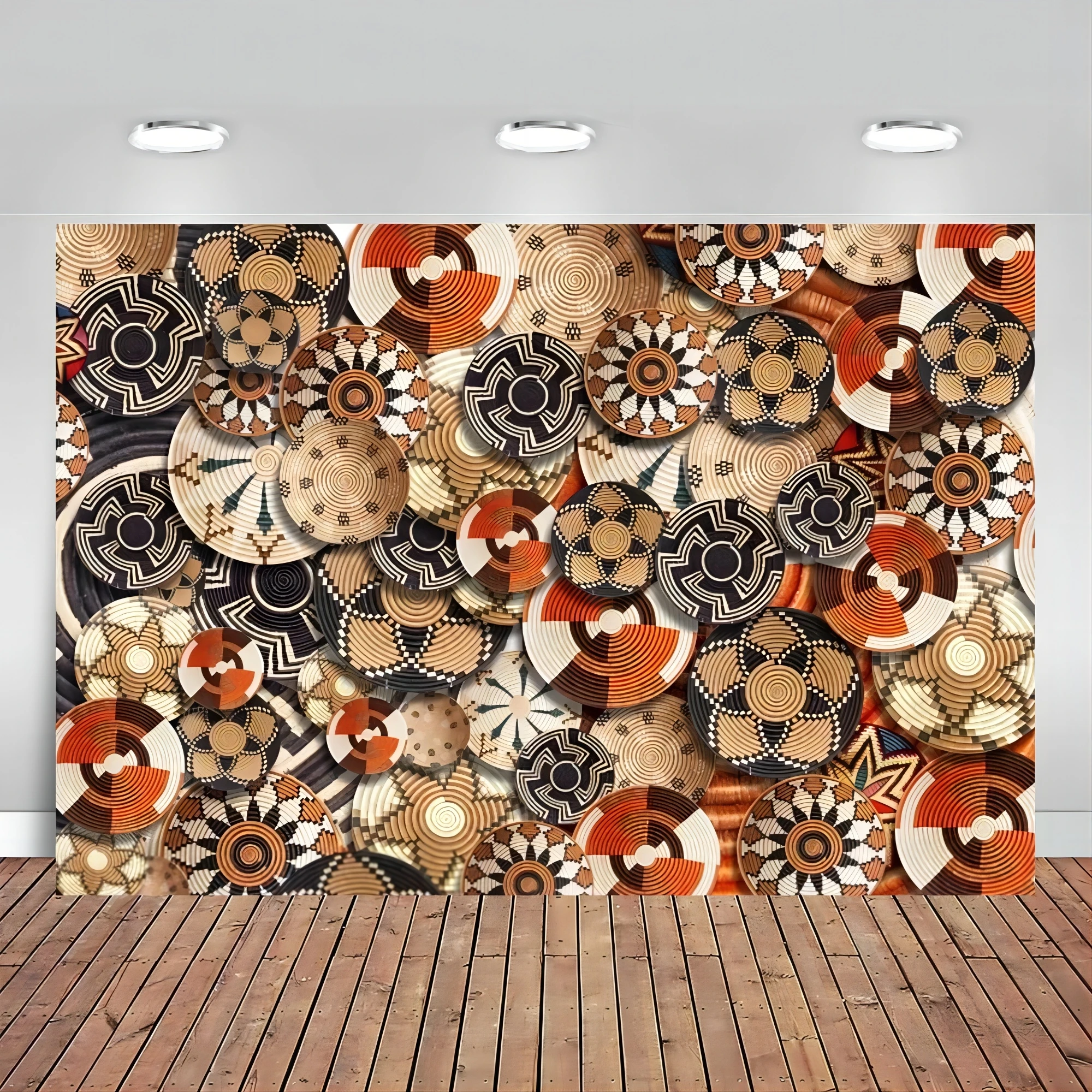 Traditional Ethiopian Floral Pattern Basket Background Africa Ethiopia Baskets Wall Art Backdropsfor Birthday Baby Wedding Party