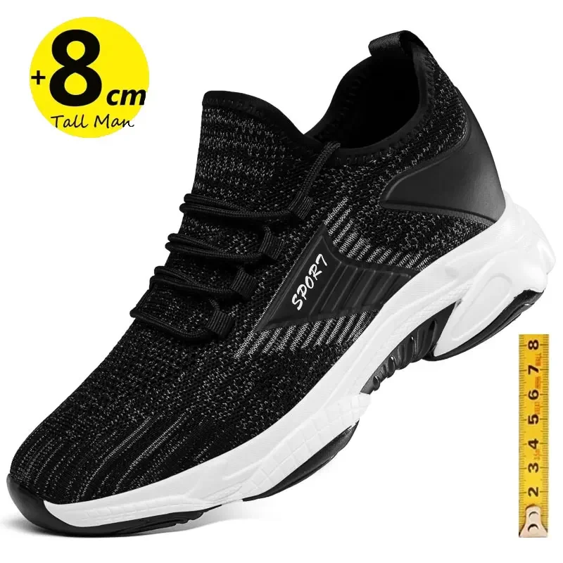 Zapatillas deportivas para hombre, zapatos masculinos con suela de 8cm y 6cm, informales, transpirables, con tacones opcionales