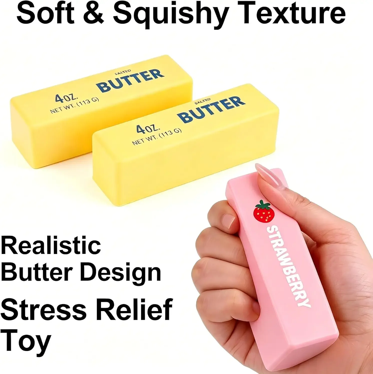 3 Modelle Butter-Squishy-Spielzeug, Langsam Aufsteigendes Butter-Quetsch-Sensorik-Spielzeug für Erwachsene zur Linderung von Angst und Stressreduktion – Detail 4