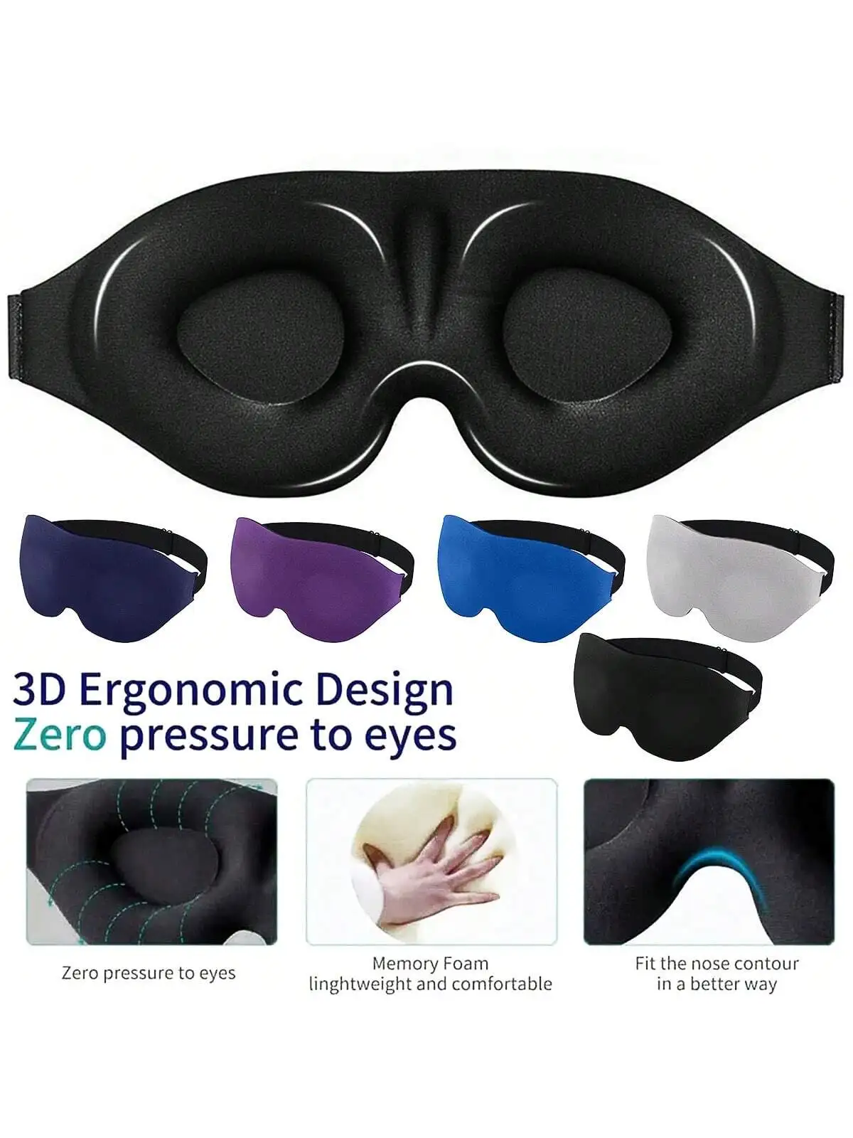 Maschera per gli occhi 3D a rimbalzo lento, maschera per gli occhi ombreggiante tridimensionale, maschera per gli occhi del sonno assistita da