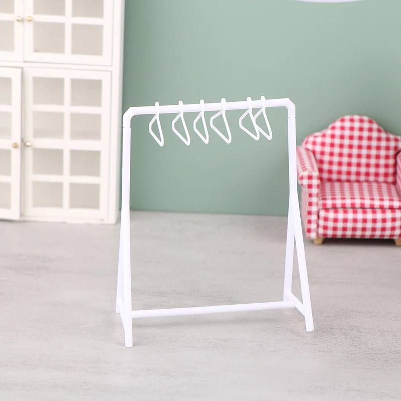 1/12 Clothes Rack Garment Organizer Hangers Set Dollhouse Mini Furniture Decoration Dolls House Accessories