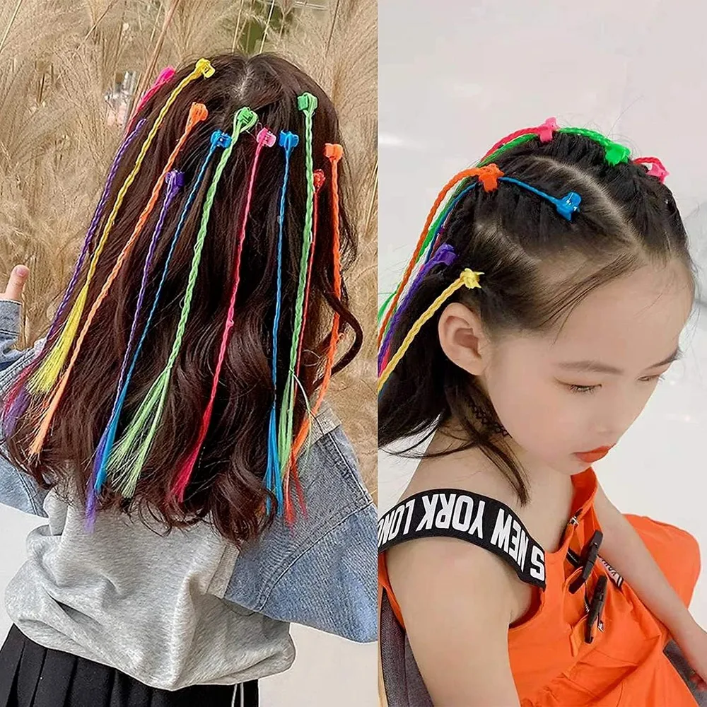 Colorful Hair Extensions Cute Hair Accessories Colorful Braids Gripping Clip DIY Hair Clips Stage performance