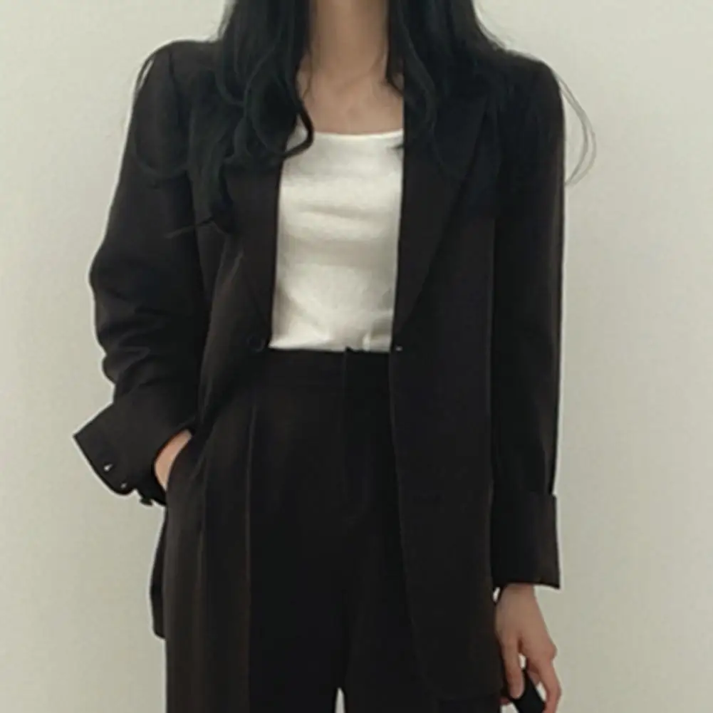 Women Daily Pants Elegant Women's Formal Commute Outfit Stylish Coat Pants Jacket Set with Double Button Closure High Waist