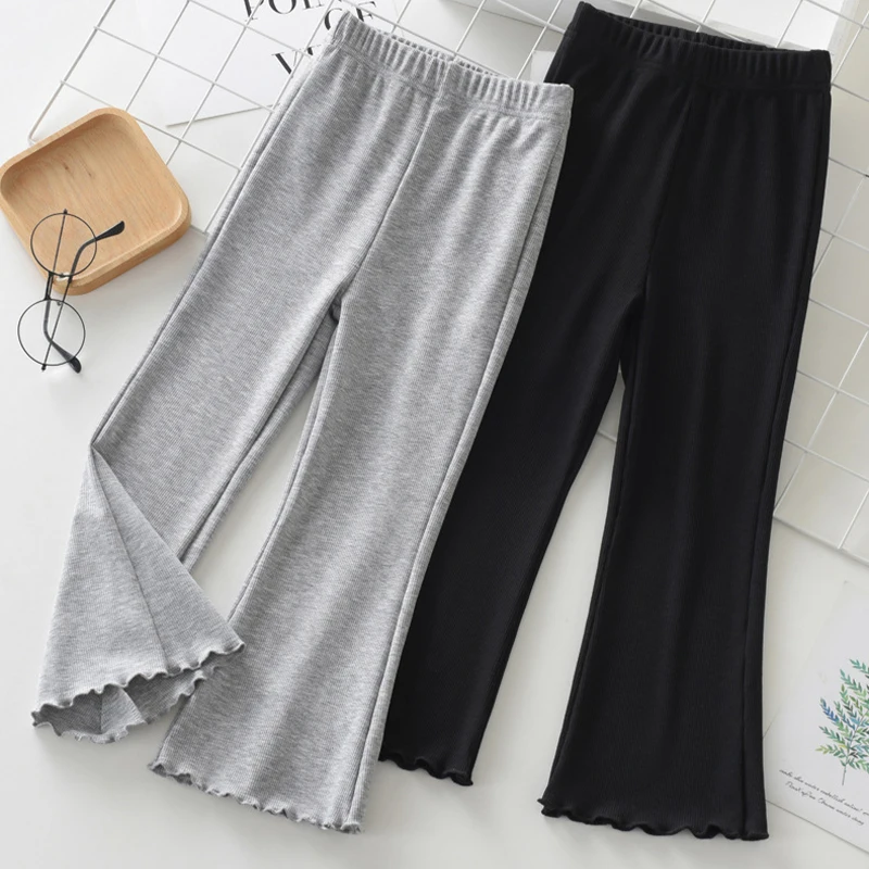 Girls Flared Pants Fashionable Slim Elastic Waist Wide Leg Pants 3-12 Year Old Comfortable Soft Micro Flare Pants Children Pants