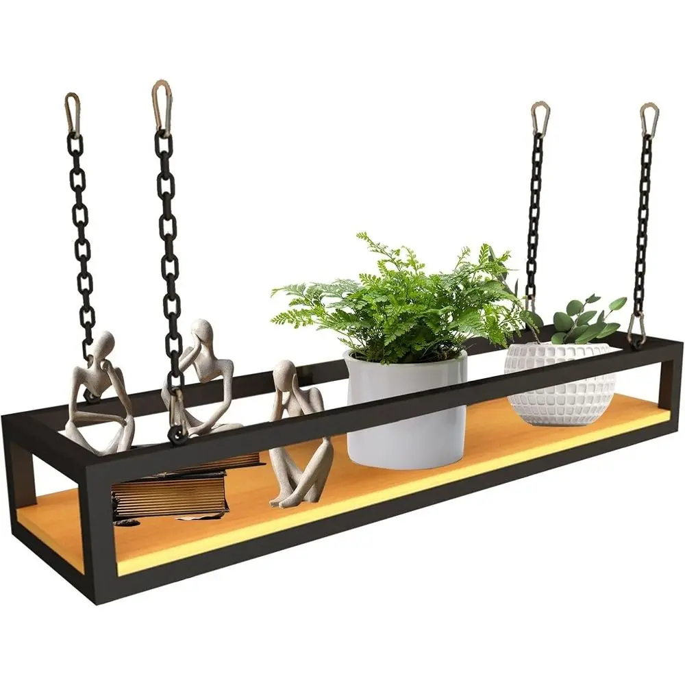 

Настенные полки для растений с держателем для бокалов, декоративное хранение, 140x25x15 см