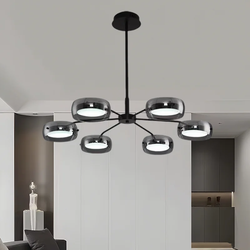 

Светодиодная современная минималистичная стеклянная люстра с дистанционным управлением, подвесной светильник, украшение для ресторана, гостиной, спальни, подвесные светильники