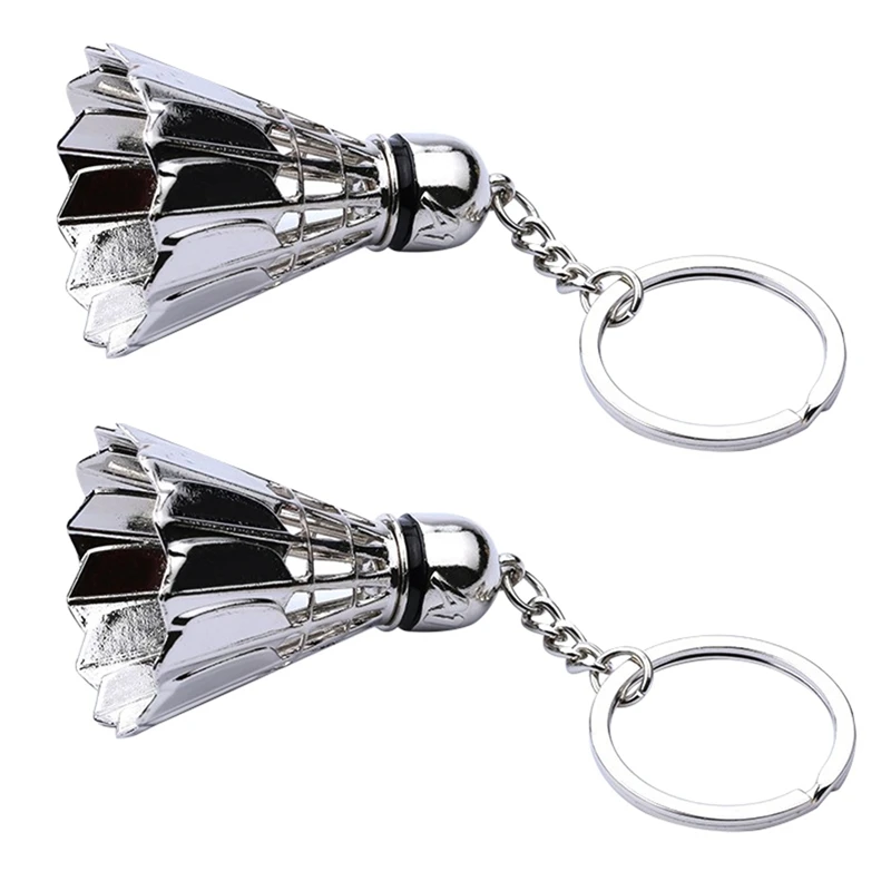 2X Metal Badminton Key Chain Three-Dimensional Badminton Tournament Souvenir Key Chain Pendant Sports