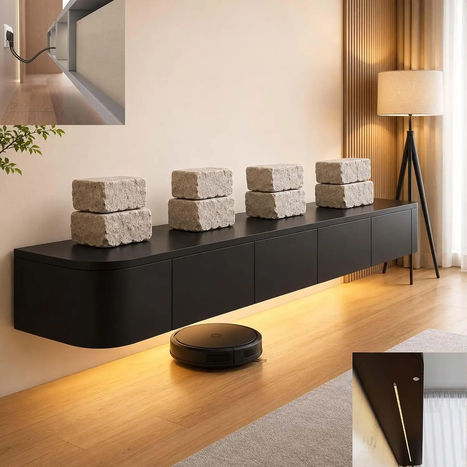 TV TV Media Console Floating TV Cabinet Wall Mounted TV Stand With Drawers And Router Shelf, Large Storage Lowboard, Customized - Aliexpress Deal