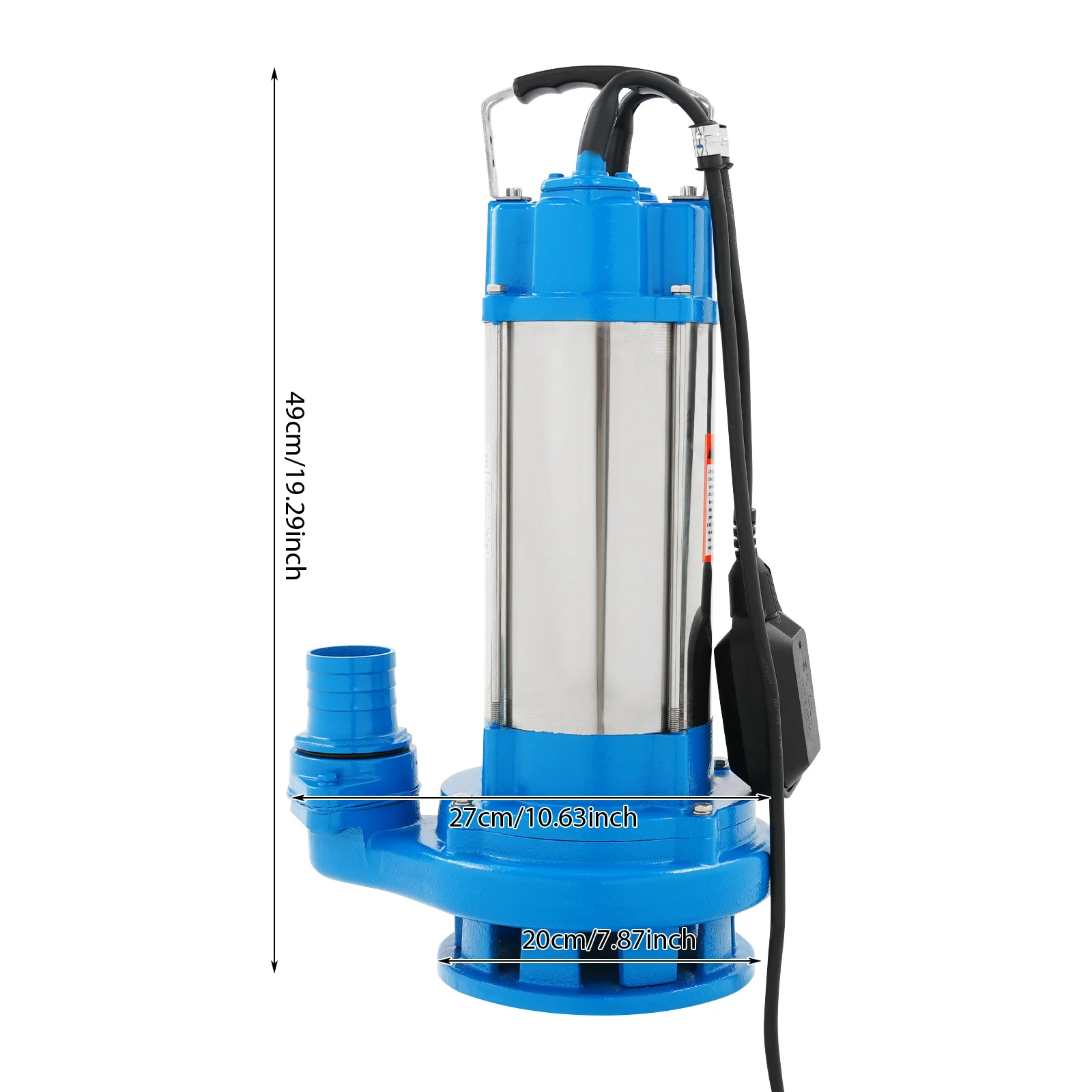 Pompe submersible pour eaux usées, pompe à eaux usées en acier inoxydable, pompe submersible pour eaux usées 2200W 230V, 50Hz pour sous-sol, eaux usées, puits de vidange