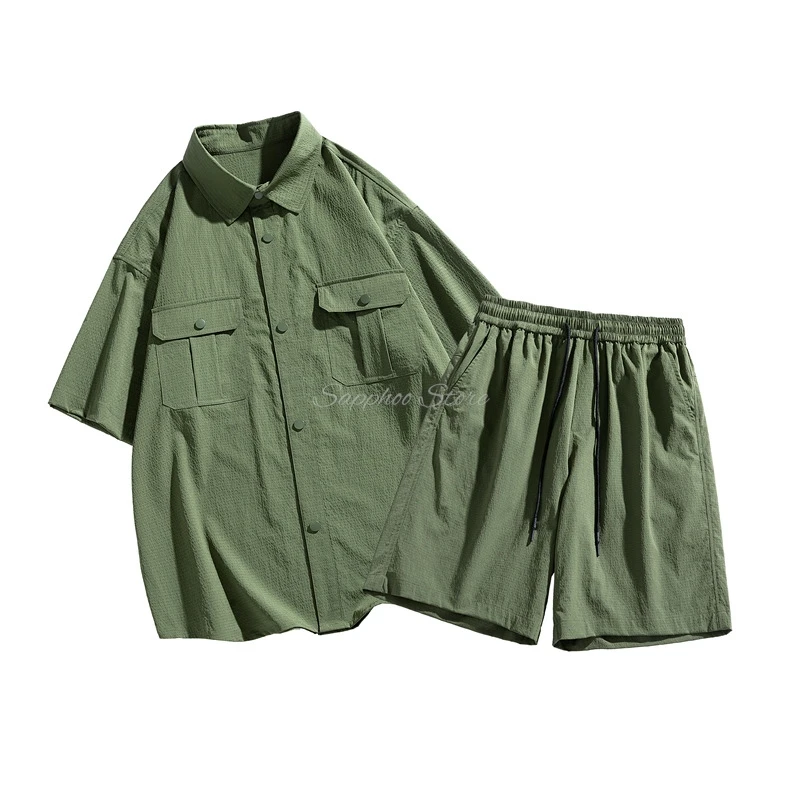 Men And Women Shirt Suit Short Sleeve Shorts Set Summer M/L/XL/2XL/3XL/4XL/5XL Casual Loose Pocket Outdoor Sport Beach Clothes