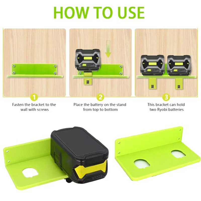 

DHDL Wall Mount Holder For Ryobi 18V Nicd Li- Battery And Power Tools Plastic Drill Storage Hangers For Display Shelf