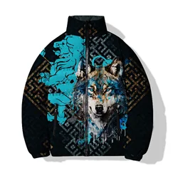 Coole mannelijke jas Duurzame herenwinterjassen 3D-printen Padding Mode Warm Wolf Modern Nieuw in Parka's Betaalbare herenjassen Dons