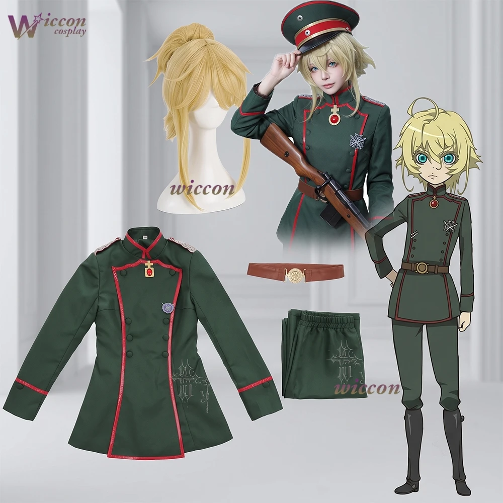 Ani Cos Tanya von Degurechaff Militäruniform Halloween Convention Cosplay Kostüm The Saga of The Evil Militäruniform Outfit