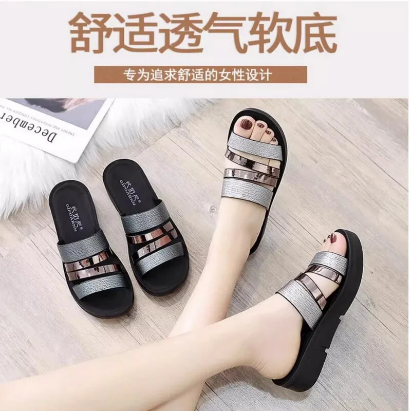 Women Summer Slipper Woman Shoes Ladies Microfiber Wedges Flat Shoes Female Casual summer Sandals Comfortable Platform