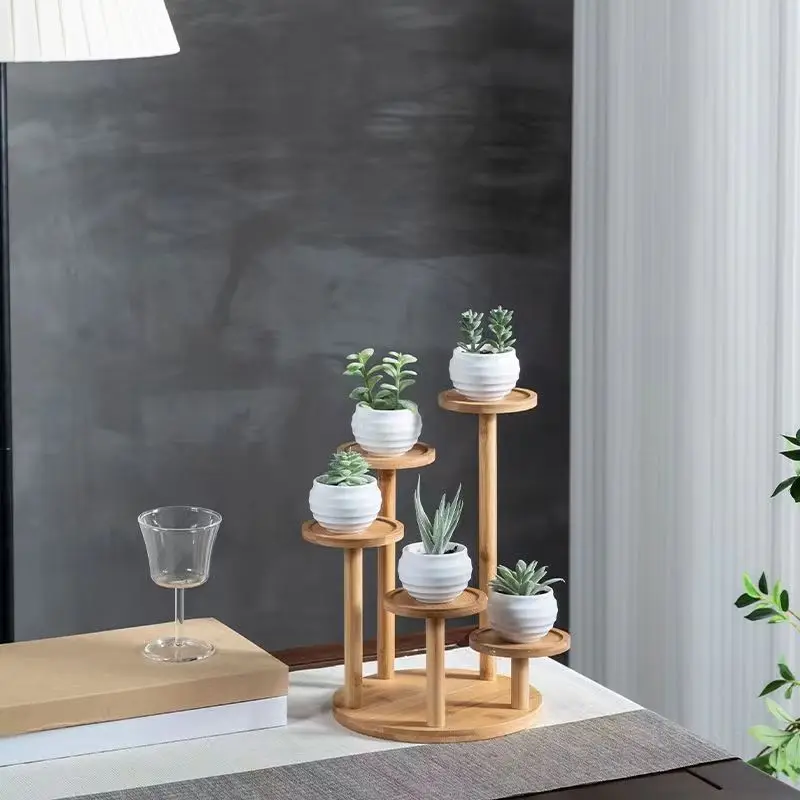 Bamboo Desktop Shelf for Organizing and Displaying Potted Plants, Perfume, Cosmetics, Toy Models