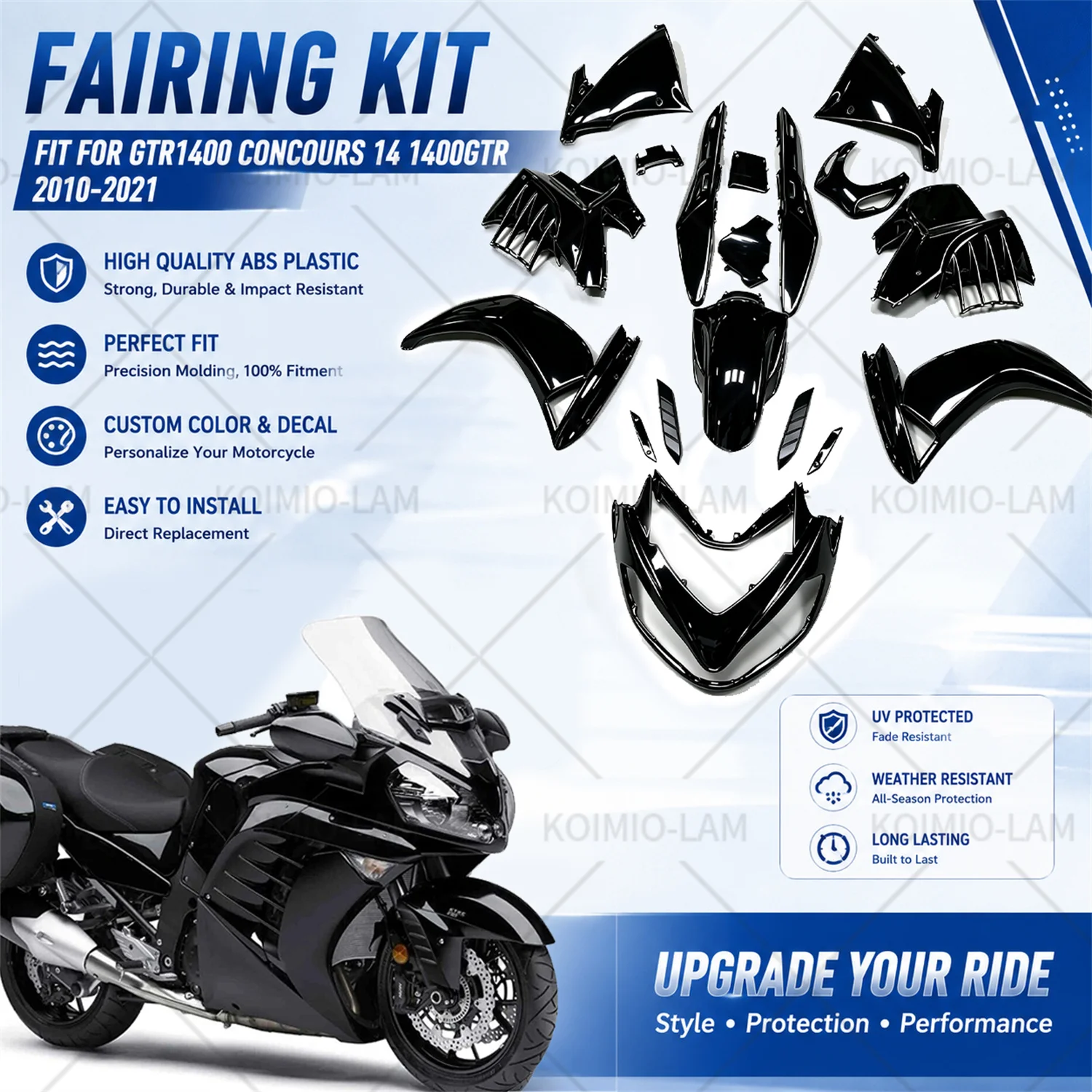 Kit de carénage pour moto Kawasaki Concours 14 GTR1400 ZG1400 1400GTR, accessoires adaptés pour 2010 – 2021