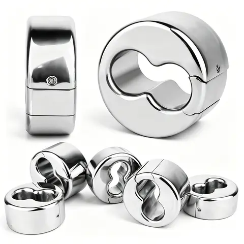 LEZEE Metal Semen Lock Rings Heavy Metal Scrotum Stretcher Weight Hanging Testicle Ring Delay Ejaculation Penis Exerciser BDSM