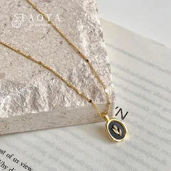 2025 New Irregular Black Wafer Elegant Tulip Flower Pendant Necklace Christmas Party Fashion Set Jewelry Accessories For Women's