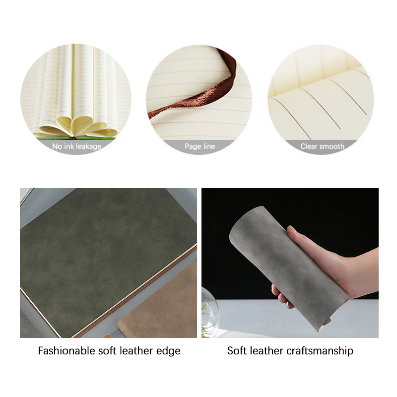 Simple Durable Thickened Business Notebook Leather Office Diary Notepad Stationery Student Class Lined Note Book