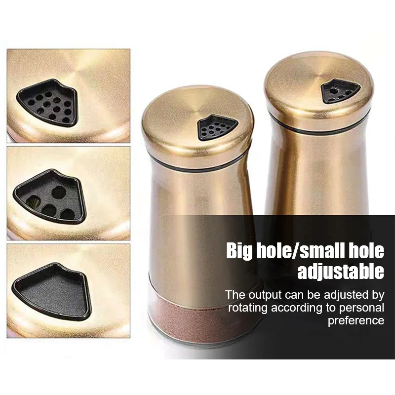 الملح المطبخ شاكر التوابل الفلفل الهزازات موزع أواني الحاويات زجاجات الفولاذ المقاوم للصدأ السكر جرة الجرار #1