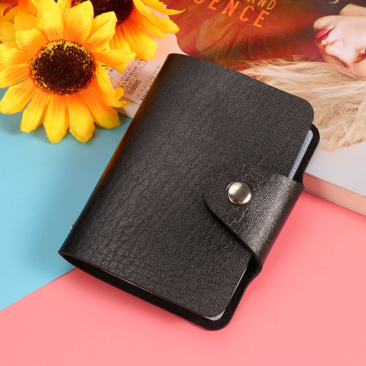 1 قطعة 12 فتحات حامل بطاقة Pu منظم مدمج لبطاقات الائتمان المفاجئة إغلاق خفيفة الوزن حقيبة سفر محفظة حقيبة #1