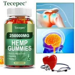 Contains Omega 3-6-9 Vitamin B, E Gummies - Stress Relief, Sleep, Mood, Skin, Nails, Focus, Joint Support, Non-GMO Supplement