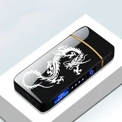 Electric Metal Windproof Arc Lighter Plasma Flameless Rechargeable USB Lighter LED Power Display Touch Sensor Lighter Men's Gift