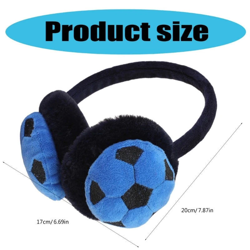 Soccer Pattern Ear Muffs Warm Plush Winter Outdoor Sports Earmuffs Unisex for Men and Women Dropship