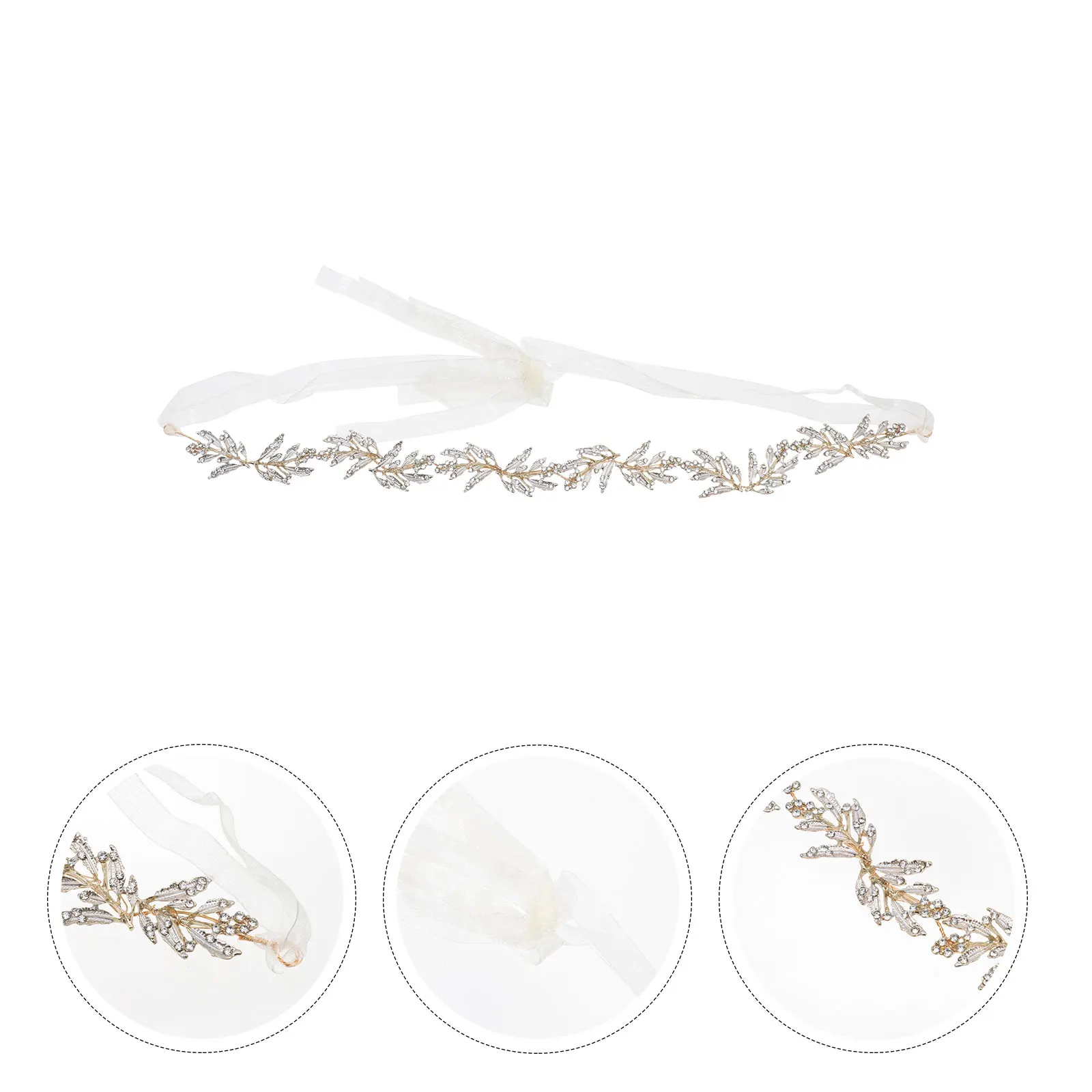 

Elegant Leaf Shaped Hairband Girl Alloy Headband Decor Charming Ribbon Headband For Wedding Party Daily Wear Lightweight Fashion