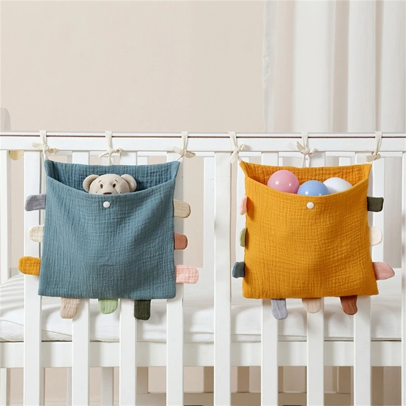 

Baby Bed Storage Bag Cotton Bedside Organiser Nursery Hanging Bag for Nappy Toy Clothes Essentials