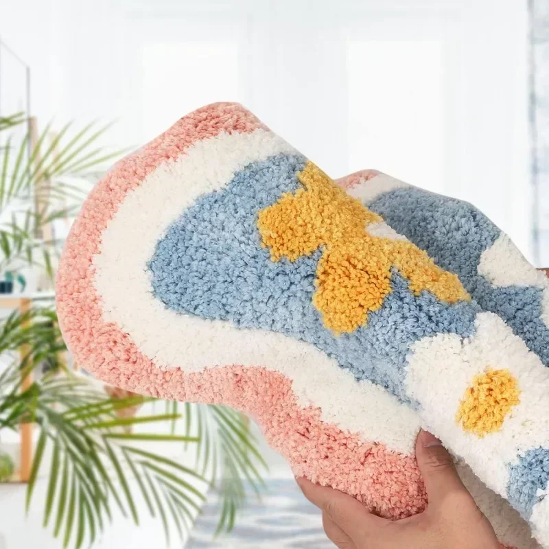 Bath Mat Non Slip Soft Faux Wool Rug Quick Dry Dirt Resistant Bathroom Carpet for Shower Tub Toilet Home Floor Mat view 4