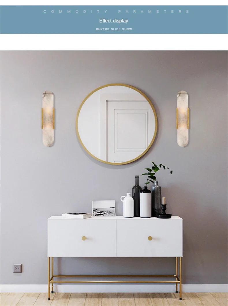 Nordic Modern High-End Marble Bedroom Bedside Lamps Living Room Wall Lighting Elegant Room Decor Marble Interior Wall Led Lights