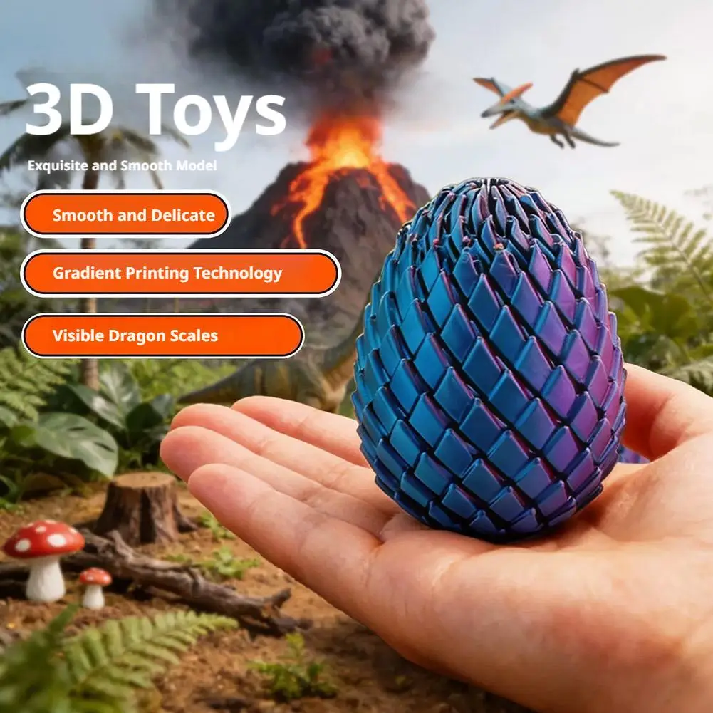 3D-Gedrucktes Drachenei Stressabbau-Spielzeug, Artikuliertes Dehnbares Sensorisches Fidget-Spielzeug, Verformbares Drachenei-Geschenk für Kinder und Erwachsene – Detail 8