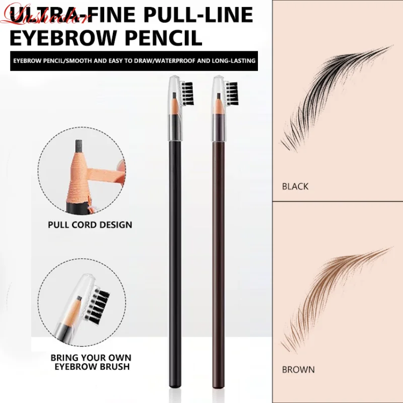 Lushcolor 2 mm ultrafeiner Pull-Line-Augenbrauenstift, glatt, einfach zu färben, wasserfest, schweißbeständig, langlebige Augenbrauenkosmetik