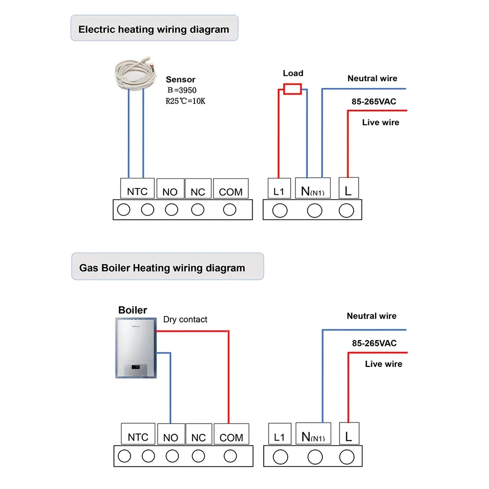 Energy Efficient Heating White Black Programmable Thermostat Touch Button Control Accurate Temperature Control