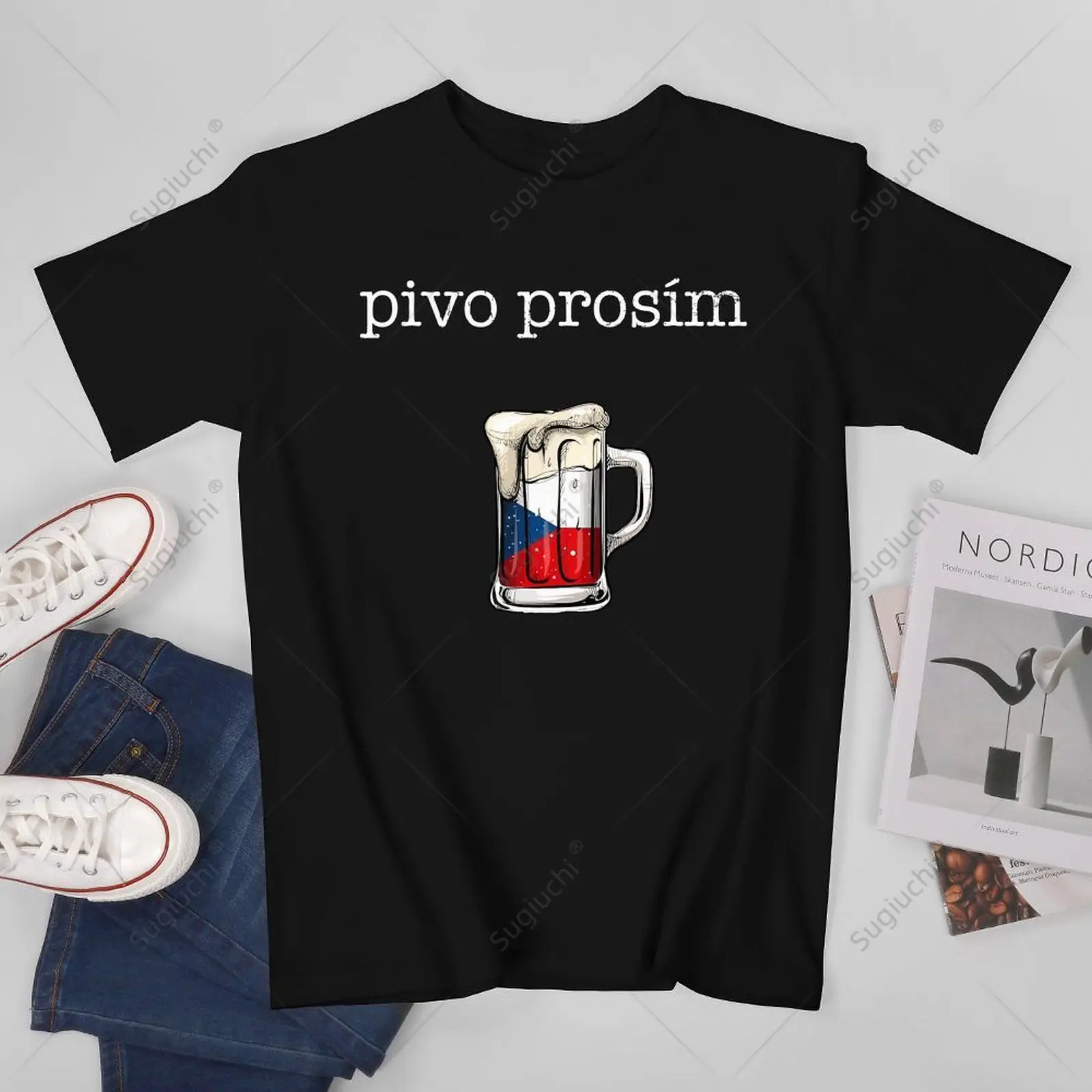 Unisex Men Pivo Prosim Beer Please in Czech Tshirt Tees T Shirts Women Boys 100% Cotton T-Shirt