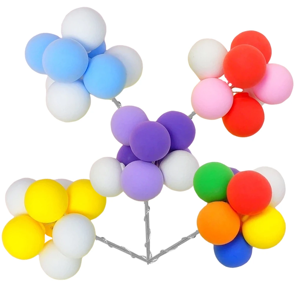

5 Pcs Balloon Cake Decorations Mini Topper Metal Wedding Party Favor Cupcake Insert Birthday Child Purple Yellow Red