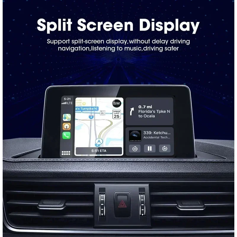 Wired to wireless CarPlay Android auto RGB box adapter for OEM car radio with USB / Type-C plug and play smart link CarPlay cars