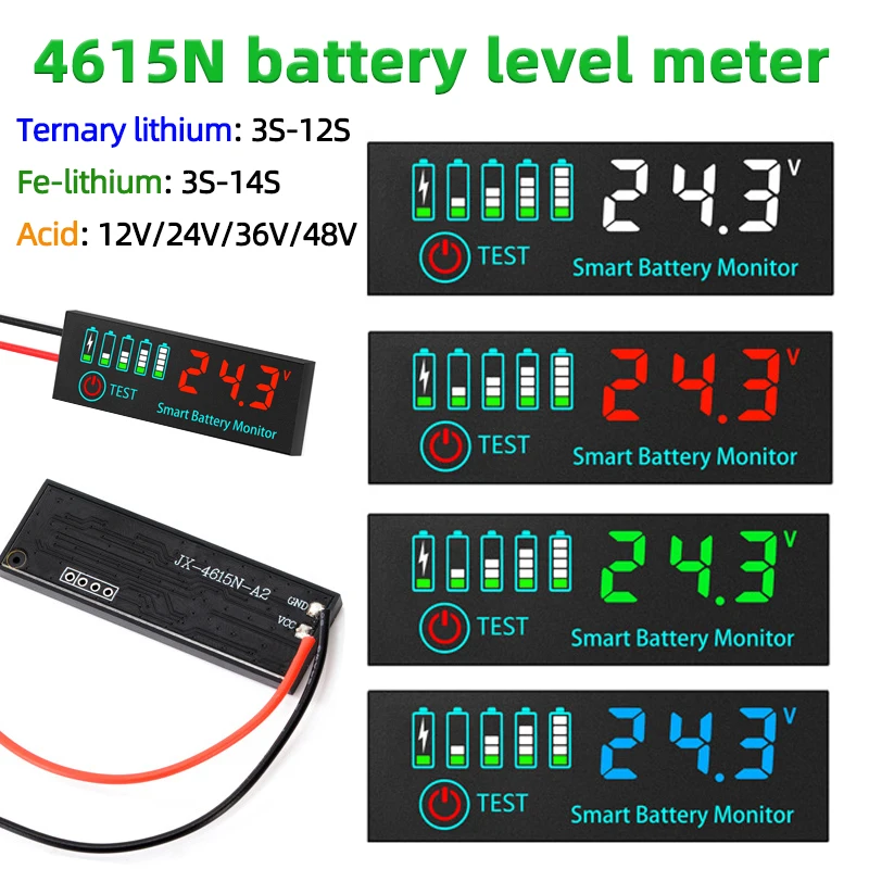

4615N Индикатор уровня заряда батареи DC7-40/55V Lipo Тестер емкости литиевой свинцово-кислотной батареи Универсальный измеритель емкости батареи