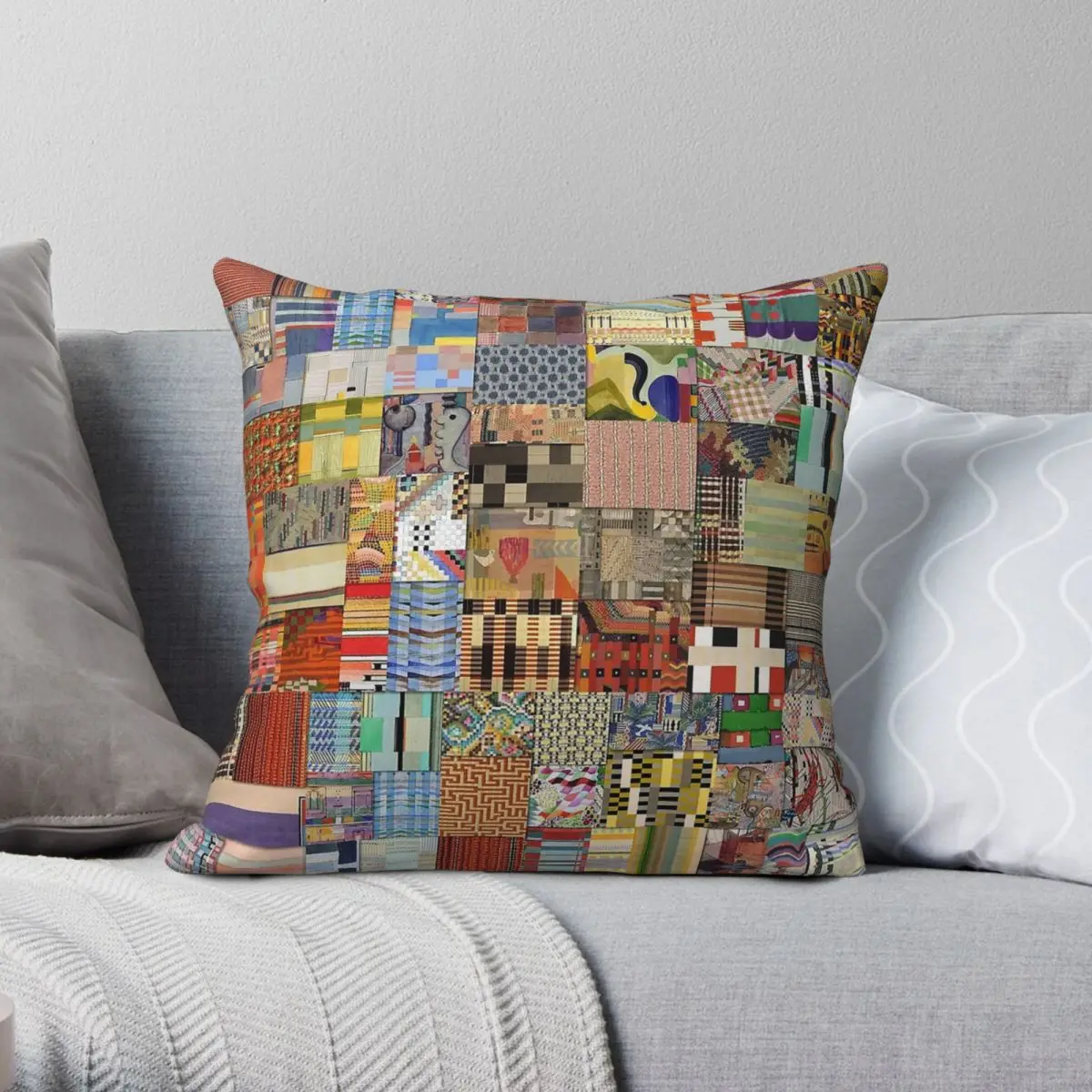 Gunta Stolzl Bauhaus-funda de almohada cuadrada, poliéster, lino, patrón de terciopelo, funda de almohada decorativa con cremallera, funda de cojín para sofá y asiento