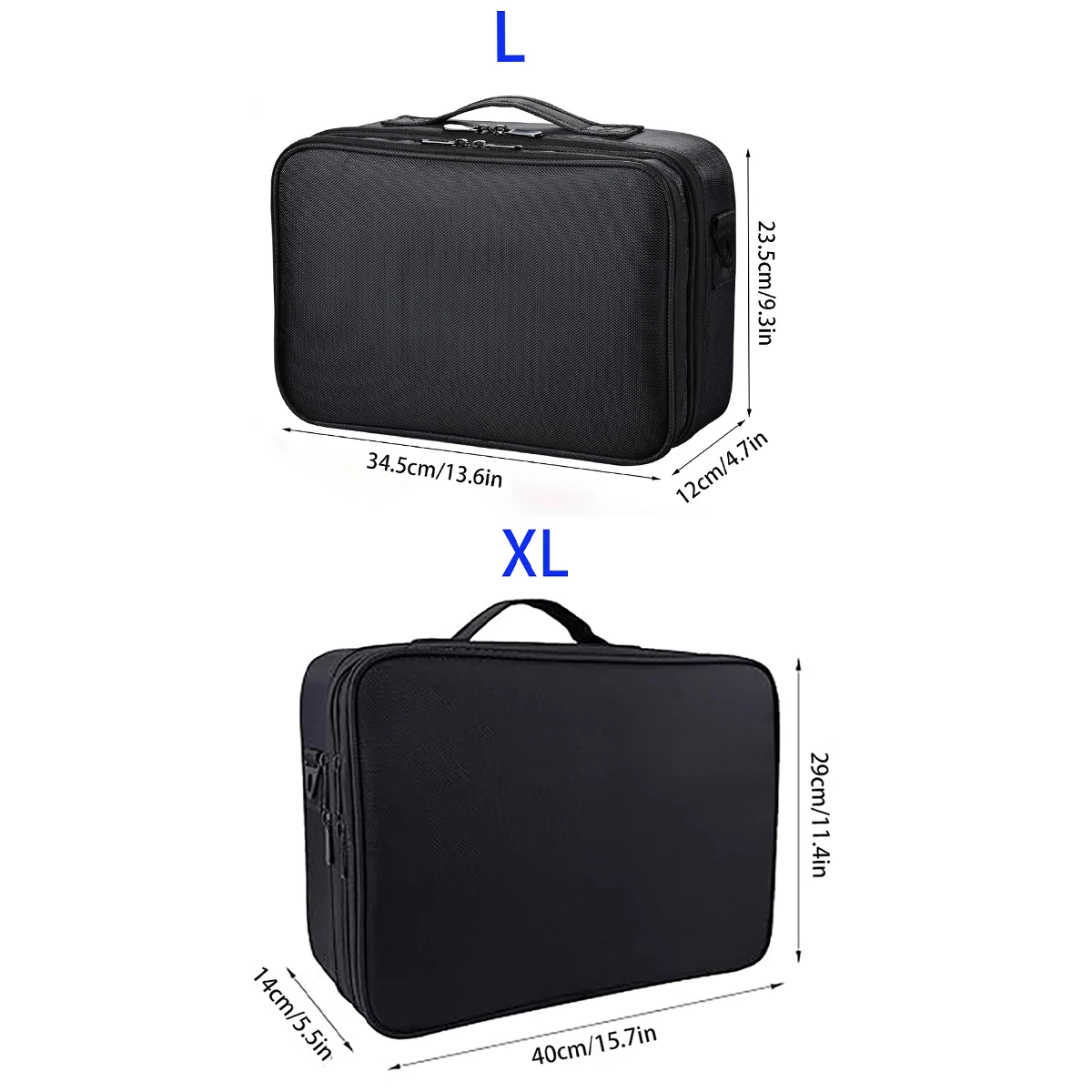 Custodia per trucco da viaggio di grande capacità, organizer portatile per artisti con divisori regolabili e tracolla per gioielli da toilette