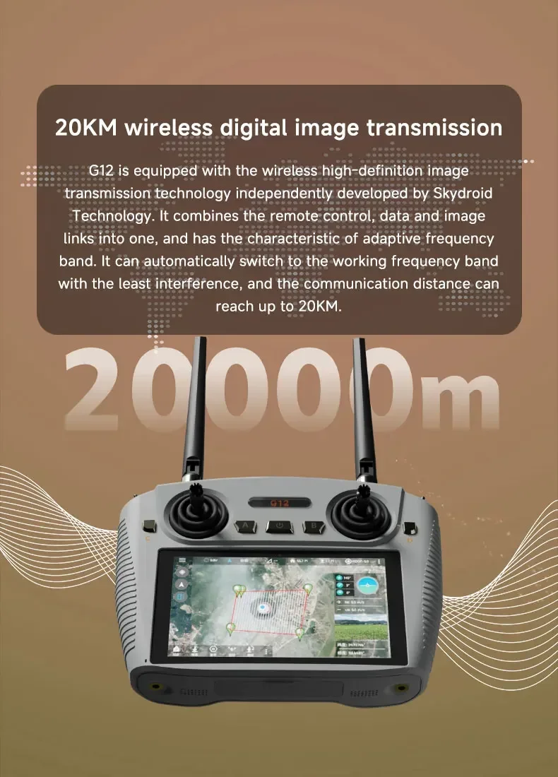 

SKYDROID G12 Drone Remote Control 2.4GHz/5.8GHz dual band switching 20KM wireless high-definition image transmission