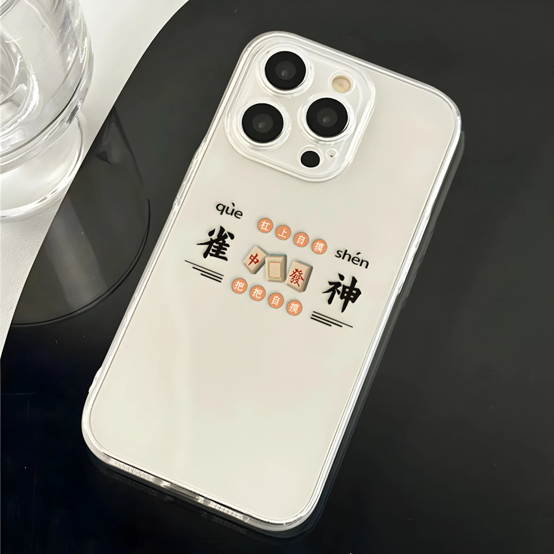 Funny Chinese Mahjong God Clear Case for iPhone 14 15 16 Plus 12 13 mini 11 Pro Max XR Ultra Thin Soft Silicone Shockproof Cover