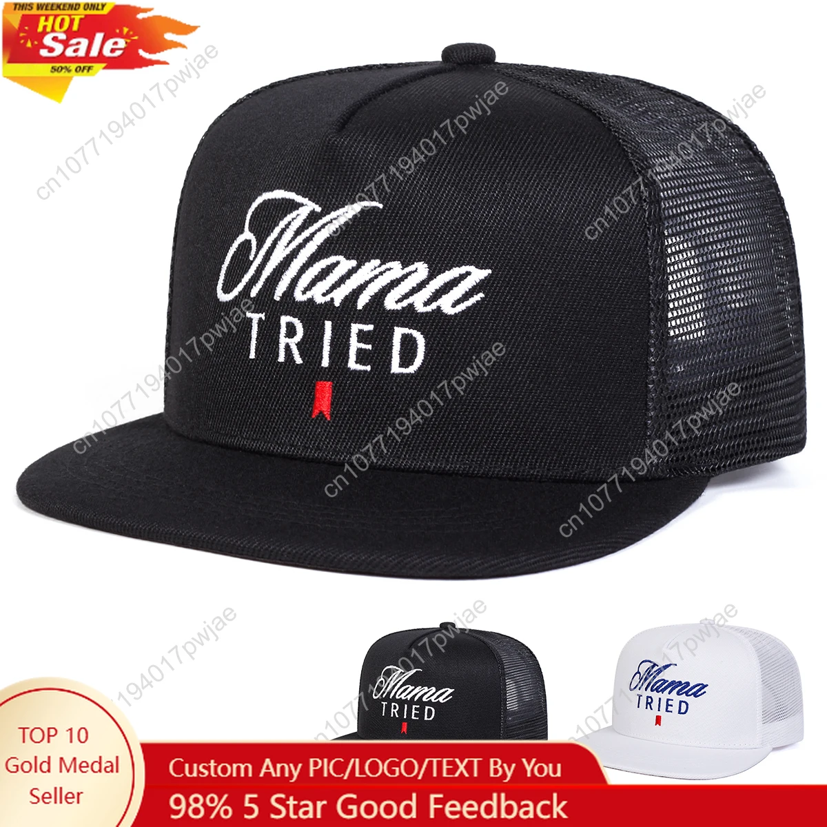

Unisex Mama TRIED Letter Embroidery Hip-hop Net Hat Spring Summer Adjustable Casual Snapback Baseball Caps Outdoor Sunscreen Hat