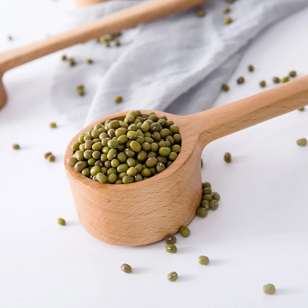 

Wooden Scoop Small Size Natural Long Handle For Tea Coffee Measurer Dry Goods Kitchen Storage Hole Spoon