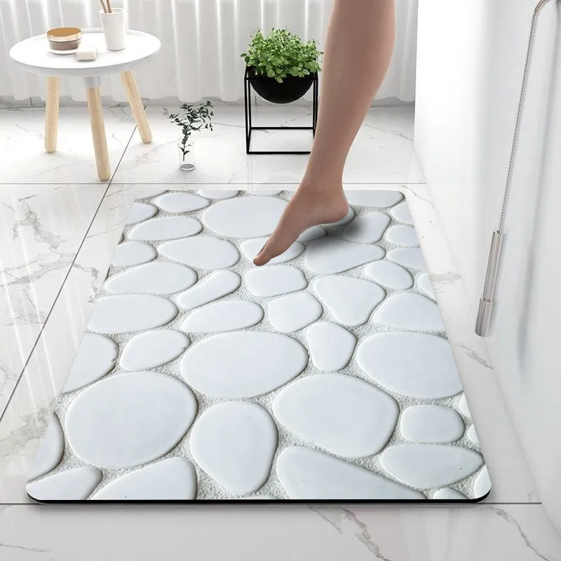 cobble stone Print Mat Rug For Bath And Kitch Super Absorbent Quick Dry Rubber Backed Dirt Resistant Bath Rugs Mats