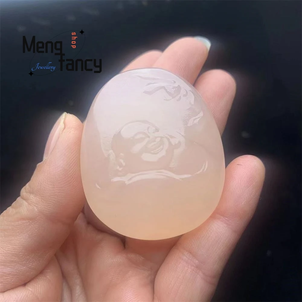 Natural Hetian Jade Pink Light Green Maitreya Buddha Pendant exquisite elegant simple high-grade Fashion Jewelry Holiday Gifts