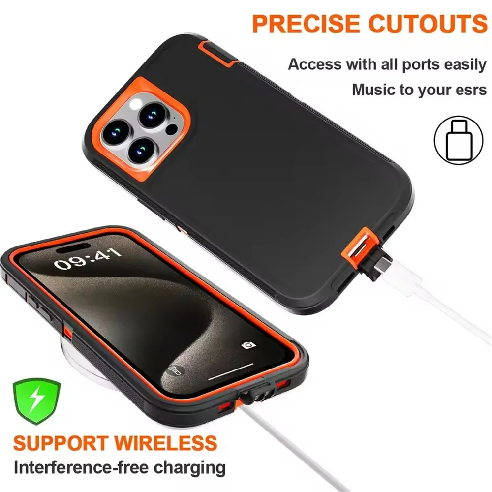 3-in-1 Defend Handyhülle für iPhone 16 17 16E 15 14 Plus 13 12 11 Pro Max Mini Original Robuste Stoßfeste Hybrid-Schutzhülle – Detail 5