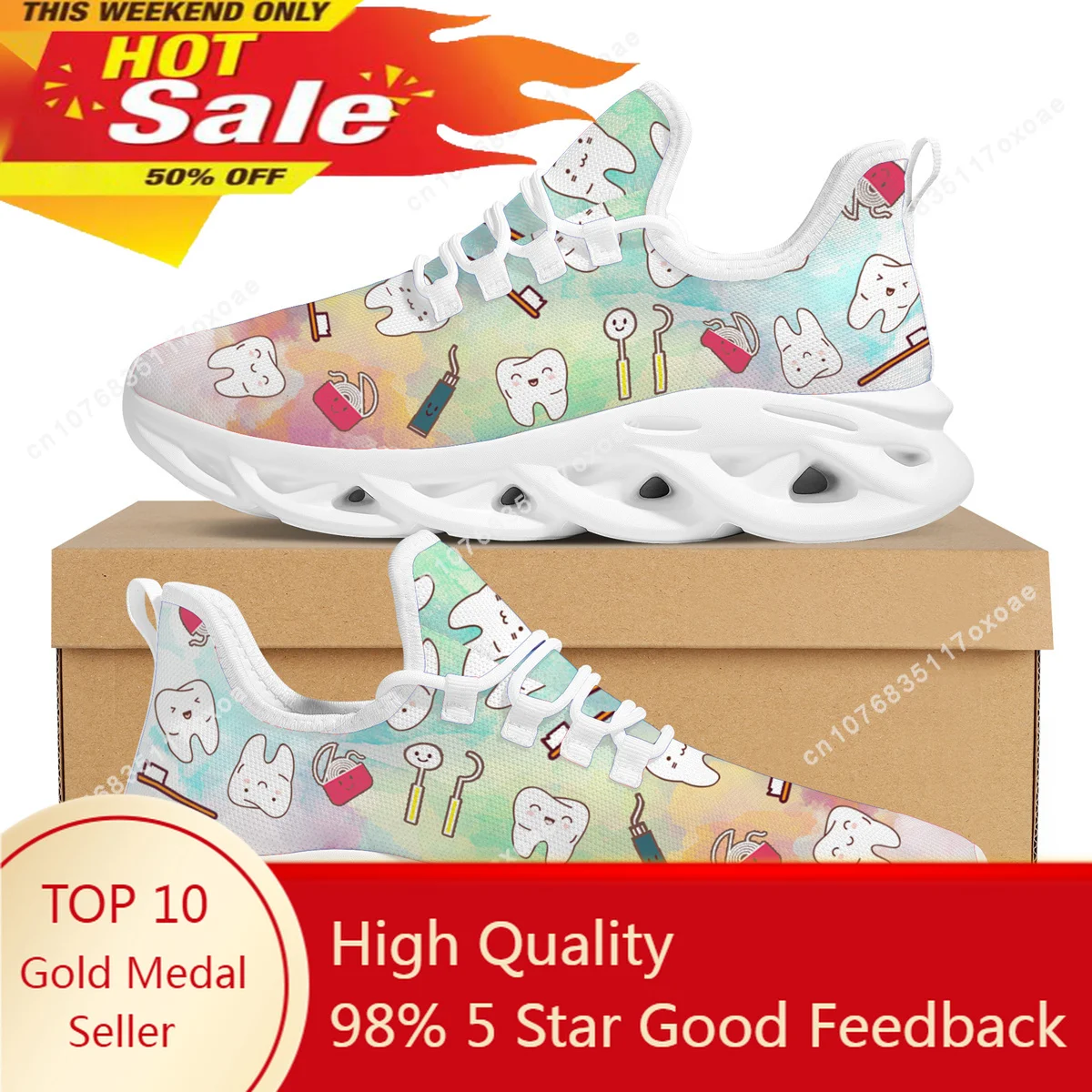 

Gradient Dentist Equipment Pattern Sneakers Custom Dental Teeth Printing Flat Shoes Women's Breathable Casual Vulcanized Shoes