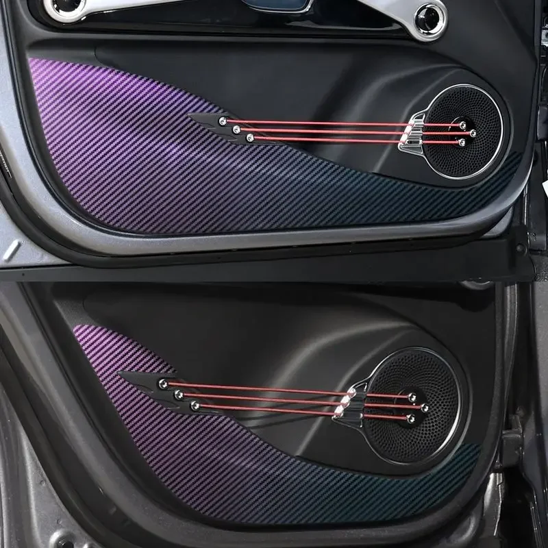 4 Stück Auto-Tür-Anti-Kick-Pads aus Leder, Schutzfolie für BYD Atto 3 Yuan Plus EV 2024 2025, Schutzaufkleber, Carbon-Verkleidung – Detail 3
